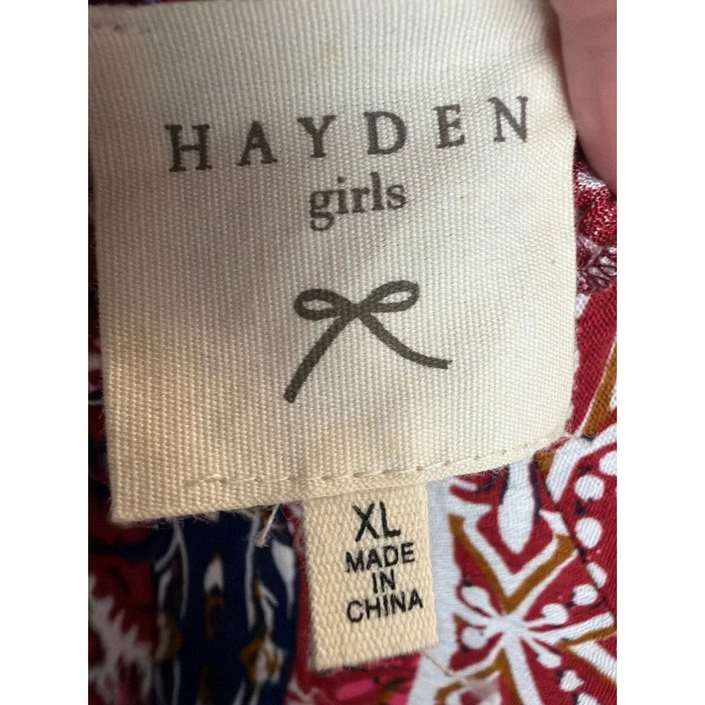Hayden Girls Maxi Dress Girls XL Red Patchwork Paisley Boho Cottagecore Layering
